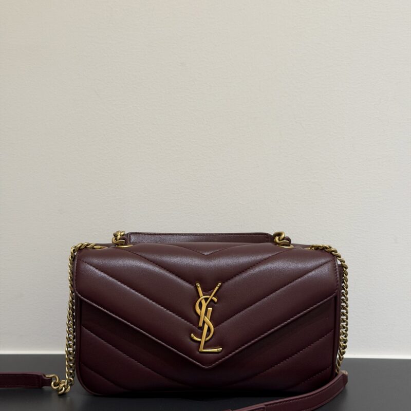 YSL 𝟮𝟲 新款𝗟𝗼𝘂𝗟𝗼𝘂手提包 型号：869461 酒红色