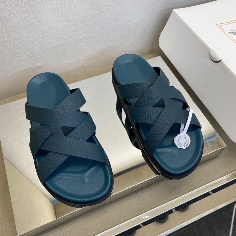 HERMES 男士真皮拖鞋