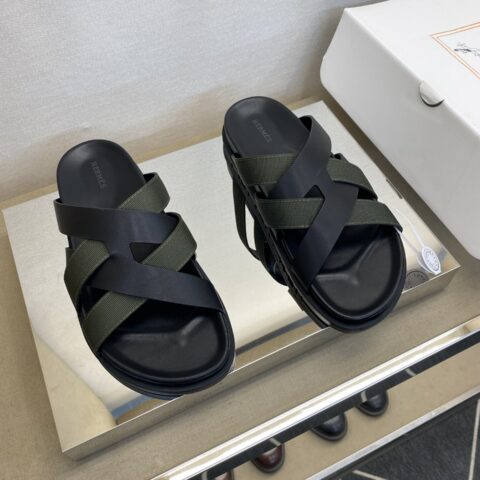 HERMES 男士真皮拖鞋