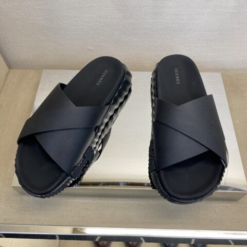 HERMES 男士真皮拖鞋