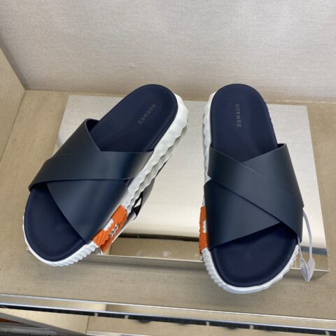 HERMES 男士真皮拖鞋