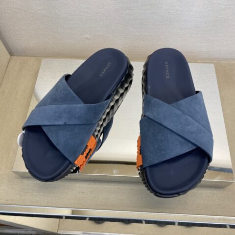 HERMES 男士真皮拖鞋