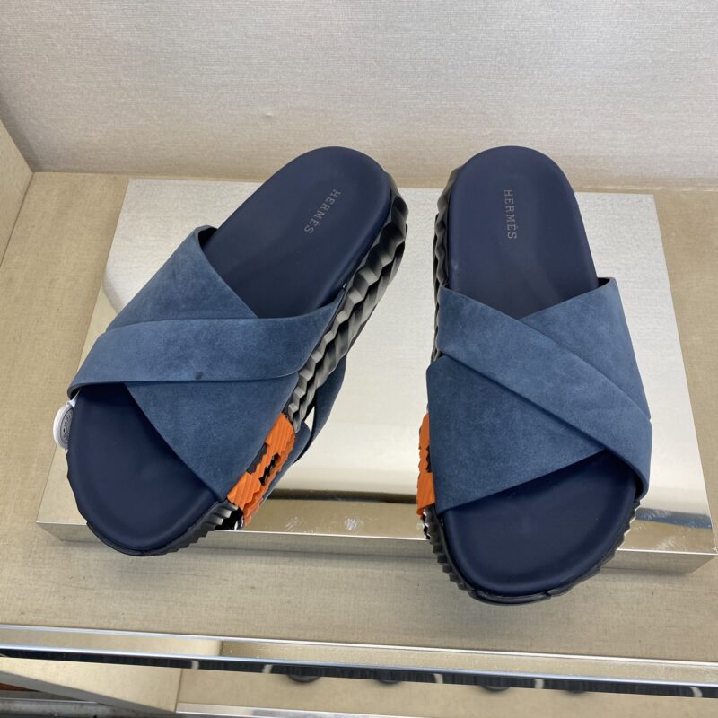 HERMES 男士真皮拖鞋