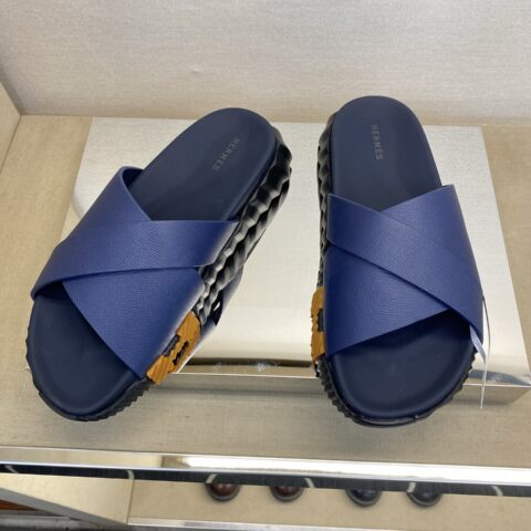 HERMES 男士真皮拖鞋
