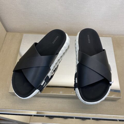 HERMES 男士真皮拖鞋
