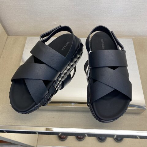 HERMES 男士真皮拖鞋