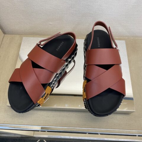 HERMES 男士真皮拖鞋