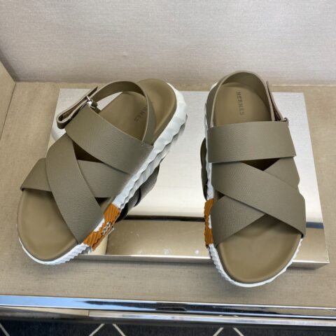 HERMES 男士真皮拖鞋