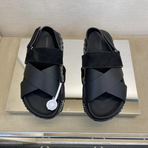 HERMES 男士真皮拖鞋