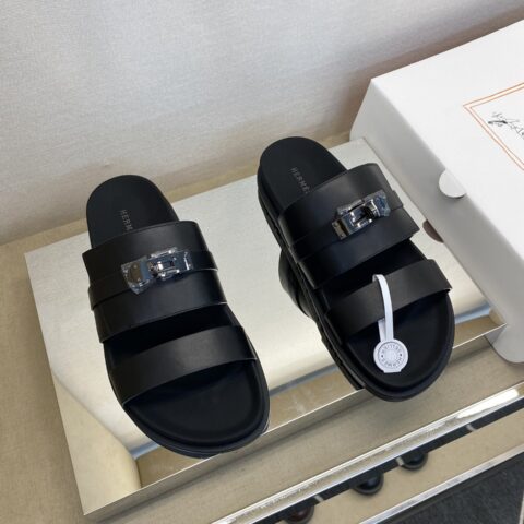 HERMES 男士真皮拖鞋