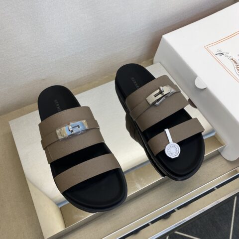 HERMES 男士真皮拖鞋