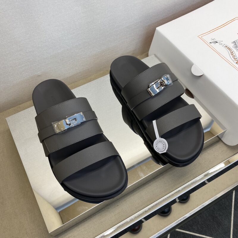 HERMES 男士真皮拖鞋