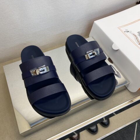 HERMES 男士真皮拖鞋