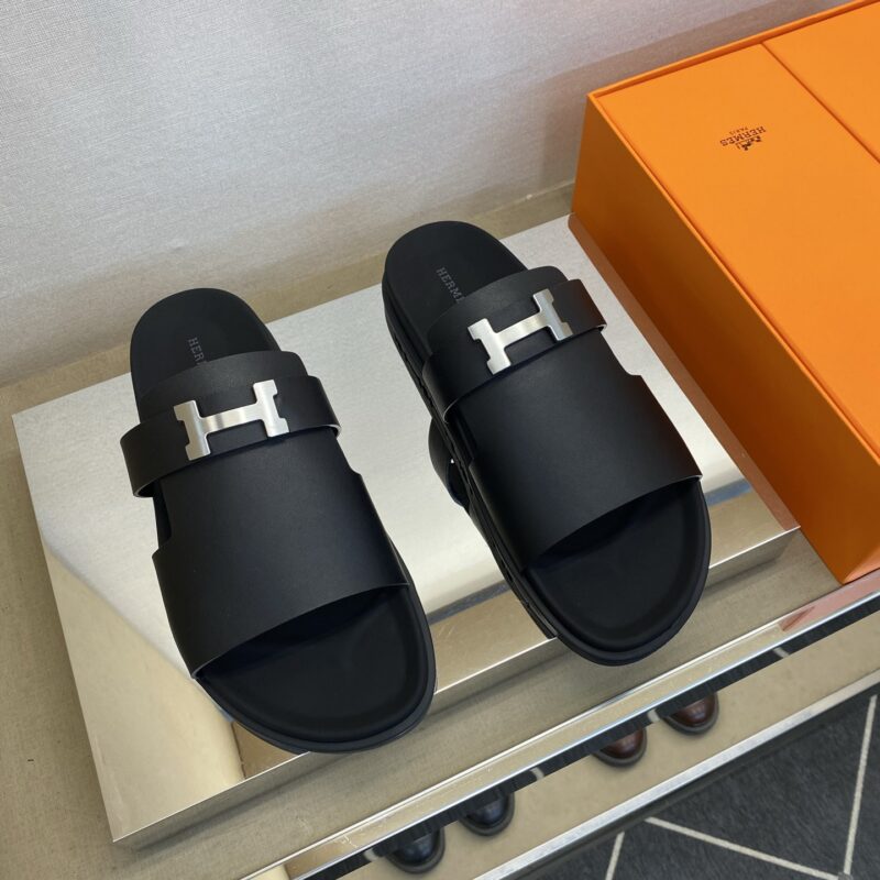 HERMES 男士真皮拖鞋