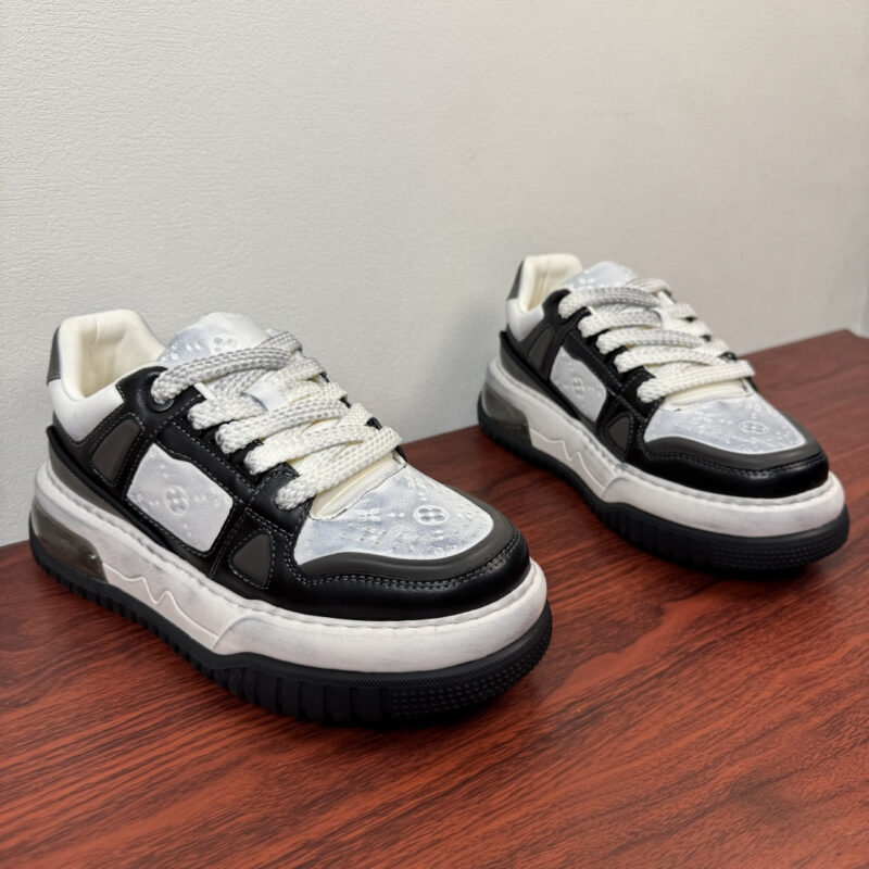LV 男士厚底气垫休闲板鞋 货号：3210291 黑白