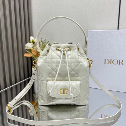 DIOR  Caro 水桶包 型号:M3372米白色
