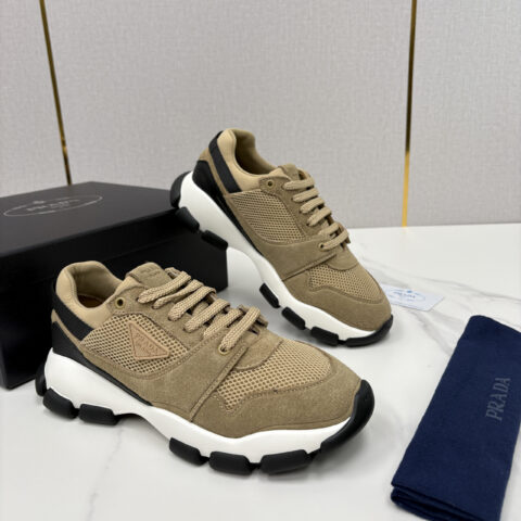 PRADA Collapse 网面与绒面皮革弹力运动鞋
