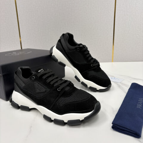 PRADA Collapse 网面与绒面皮革弹力运动鞋
