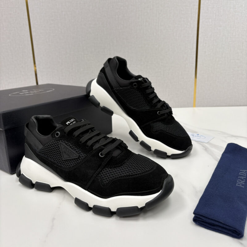 PRADA Collapse 网面与绒面皮革弹力运动鞋