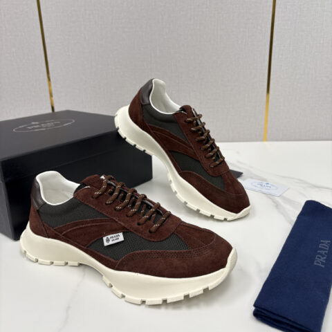 PRADA Collapse 网面与绒面皮革弹力运动鞋