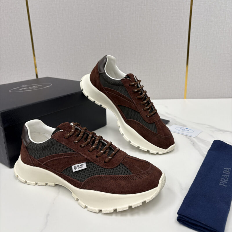PRADA Collapse 网面与绒面皮革弹力运动鞋