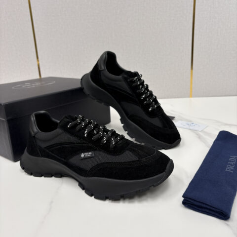 PRADA Collapse 网面与绒面皮革弹力运动鞋