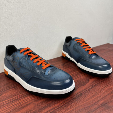 BERLUTI 新款男士playoff擦色皮革运动鞋 货号：S6254蓝色