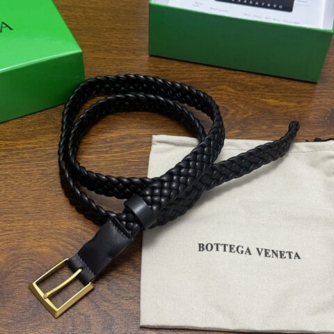 BV Intrecciato编织牛皮革腰带 2.0cm   黑
