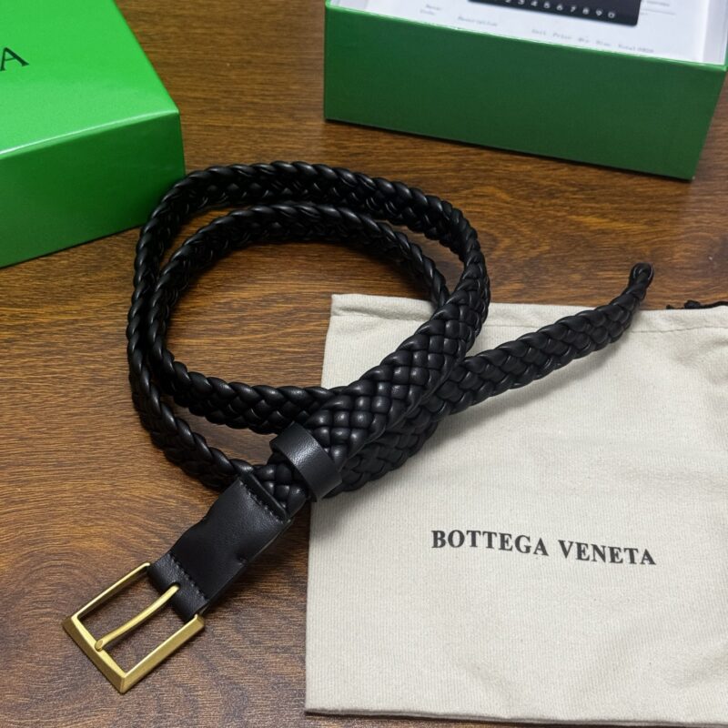 BV Intrecciato编织牛皮革腰带 2.0cm   黑