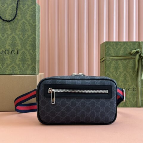 GUCCI 拉链袋GG腰包 型号：792094黑色