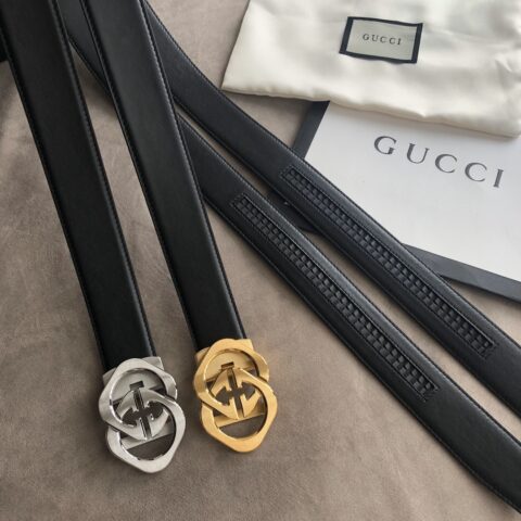 GUCCI 3.5cm男士精致大双G菱形自动扣