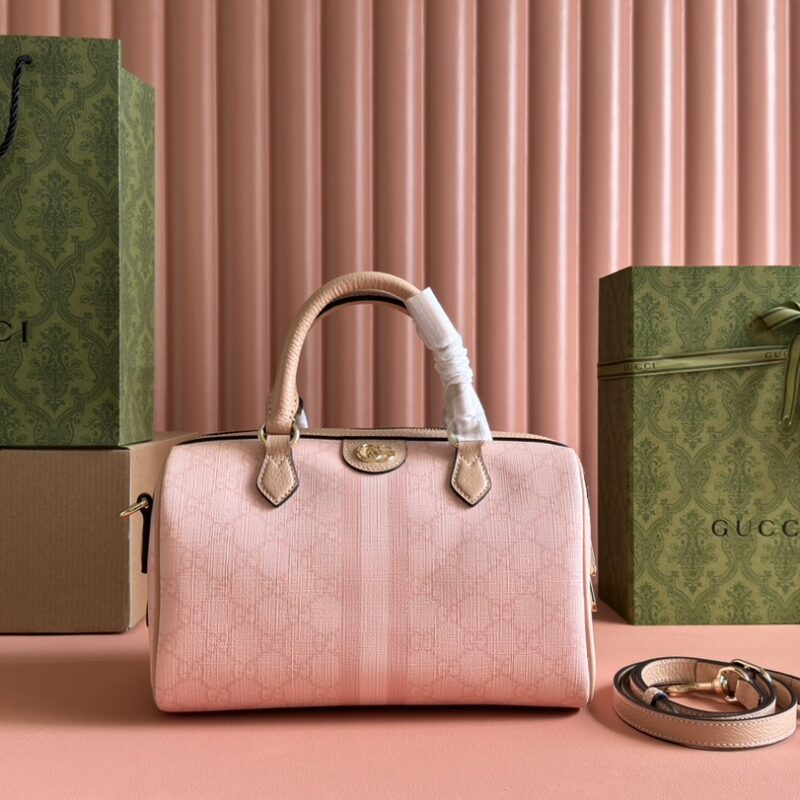 GUCCI Ophidia系列GG小号手提包 型号：772061灰粉色