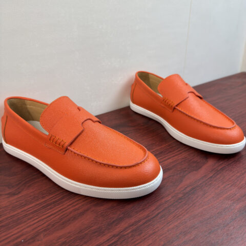 HERMES Noe系列男士乐福鞋 货号：H262836 橘色