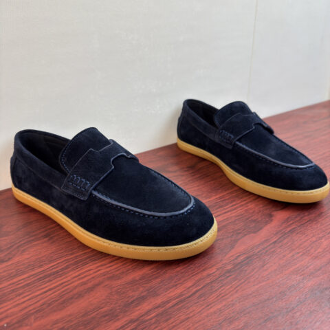 HERMES Job系列男士乐福鞋 货号：H252843 蓝色