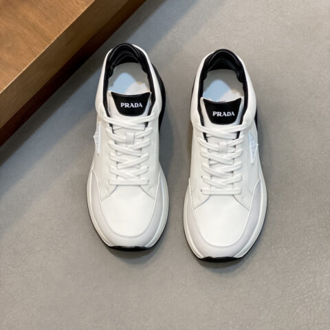 PRADA  男士新款皮面拼接运动鞋