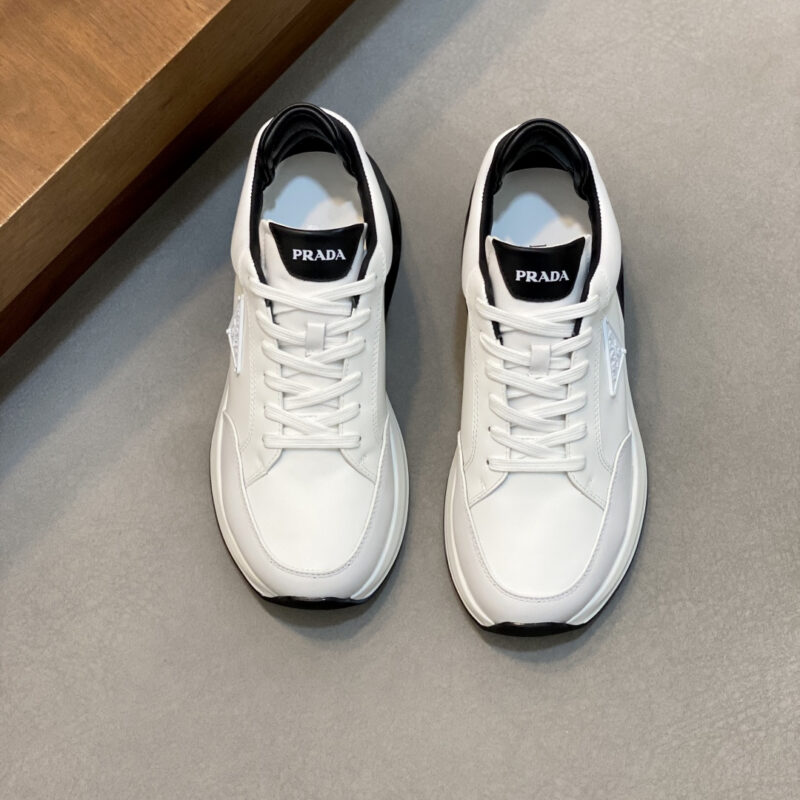 PRADA  男士新款皮面拼接运动鞋