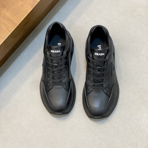 PRADA  男士新款皮面拼接运动鞋