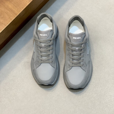 PRADA  男士新款皮面拼接运动鞋