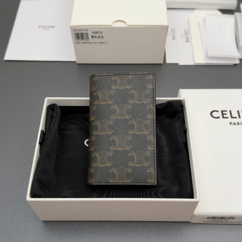CELINE TRIOMPHE标志印花竖款卡包 编号:10K872 BZR.38SI 10872 黑色/老花