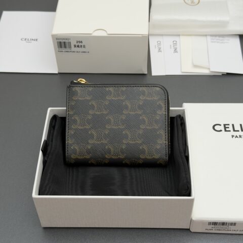 CELINE TRIOMPHE标志印花拉链钱包 编号:10D256CCP.04LU 256 黄褐/老花