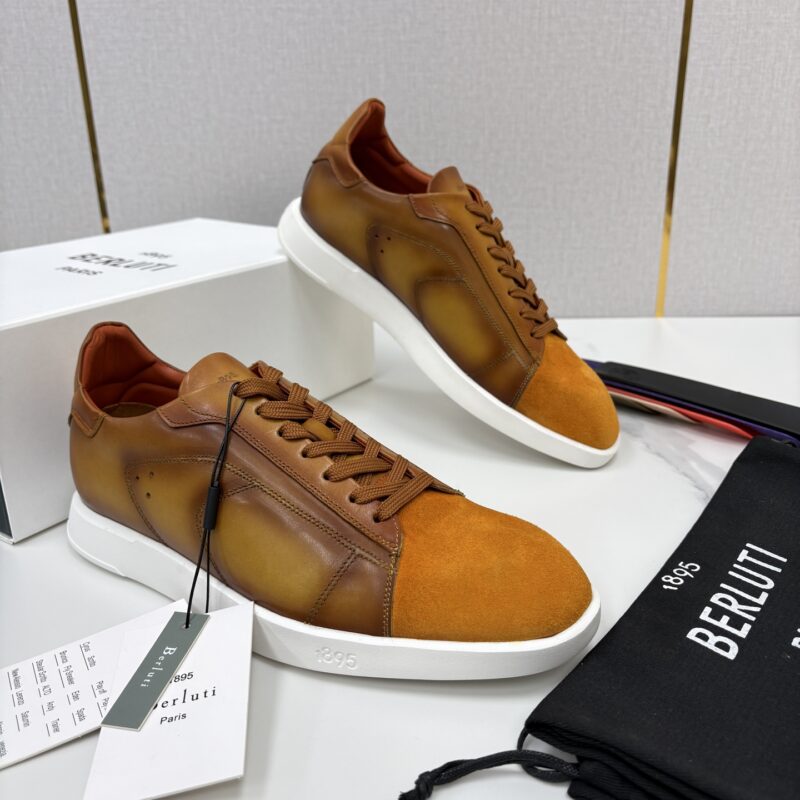 BERLUTI  Stellar 反毛拼接小牛皮胚休闲运动鞋
