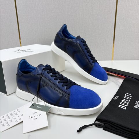 BERLUTI  Stellar 反毛拼接小牛皮胚休闲运动鞋
