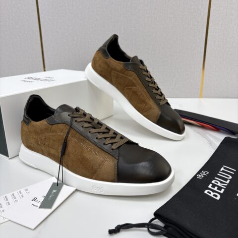 BERLUTI Stellar 拼接鳄鱼纹休闲运动鞋