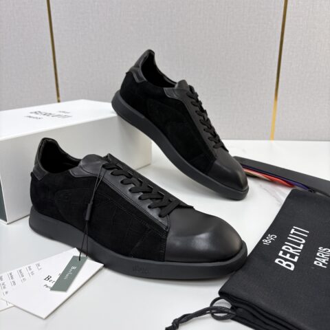 BERLUTI Stellar 拼接鳄鱼纹休闲运动鞋