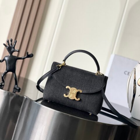 CELINE TEEN NINO黑牛仔布手袋 款号：118113