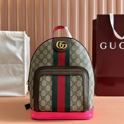 GUCCI Ophidia系列小号GG背包 型号：547965紫红棕色拼