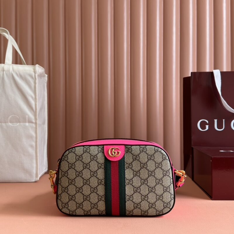 GUCCI Ophidia系列小号GG斜挎包 型号:752591荧光紫红色