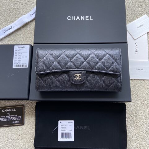 CHANEL 小香进口意大利颗粒小牛皮 货号:A80758 黑色球纹皮银色钢唛