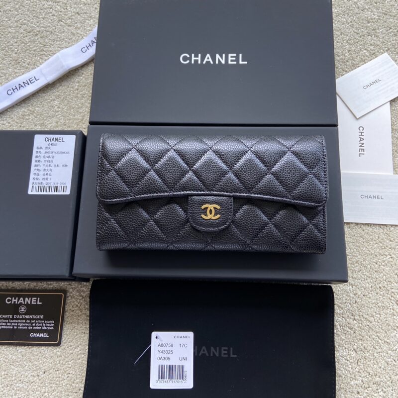 CHANEL 小香进口意大利颗粒小牛皮 货号:A80758 黑色球纹皮金色钢唛