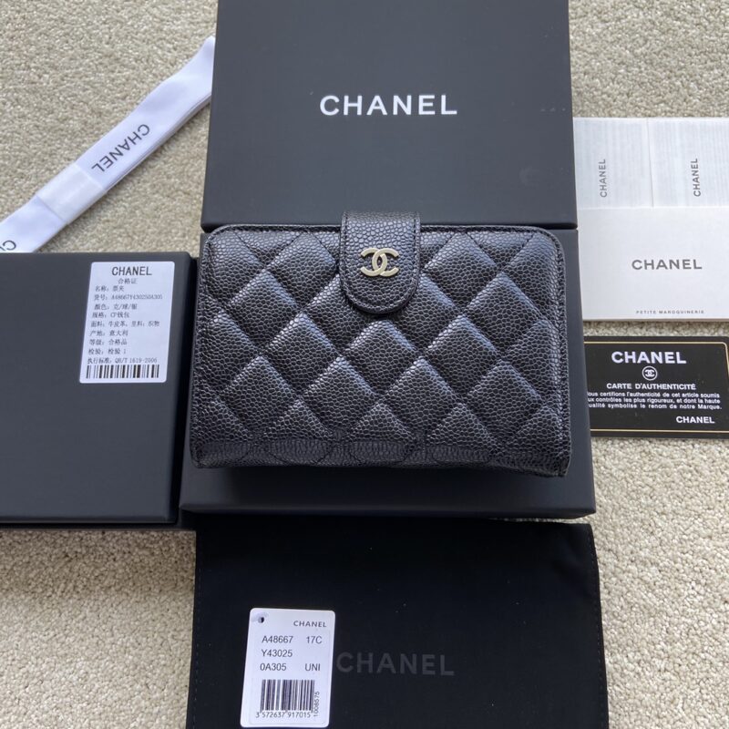 CHANEL 小香进口意大利颗粒小牛皮 货号:A48667 黑色球纹银色钢唛